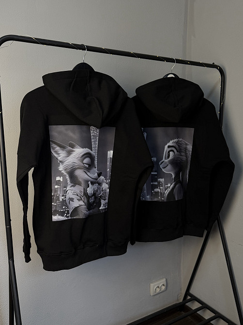 Парні чорні худі для закоханих із принтом Нік і Джуді L, L Чернівці - фото 1