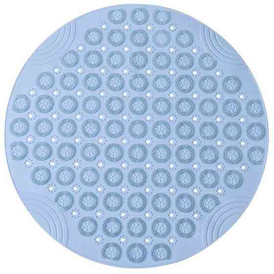 Силиконовый круглый коврик противоскользящий Bathlux на присосках для ванны и душа 55х55 см, Голубой Каменец-Подольский