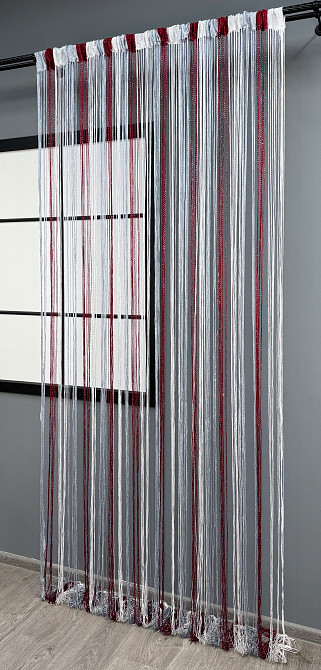 Штори-нитки "Кісея" з люрексом Бордовий з сірим і білим 300х300см 1 шт (61-083) Київ - фото 4