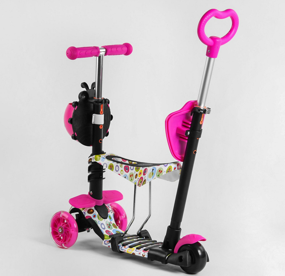 Самокат триколісний Best Scooter 5в1 з підсвічуванням коліс Рожевий (15800) Чернигов - изображение 3
