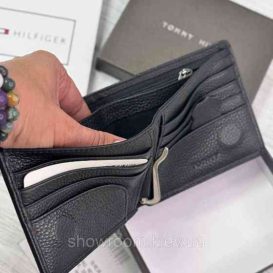 Мужской брендовый кожаный кошелек на магните TH (6607) Киев