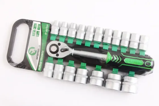 Набір голівок 1/2 6-г. 19 ед. Intertool 8-32м з тертям на планці Вінниця