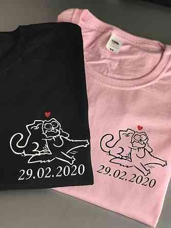 Парні футболки для хлопця та дівчини з написом Ваших індивідуальних дат Чернівці