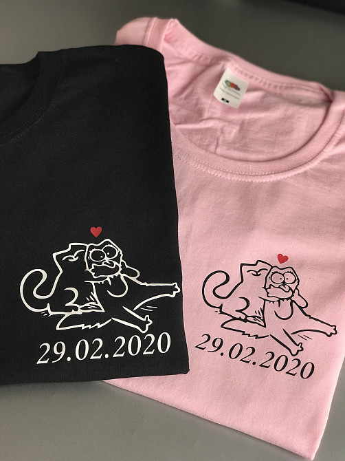Парные футболки для парня и девушки с надписью Ваших индивидуальных дат Черновцы - изображение 2