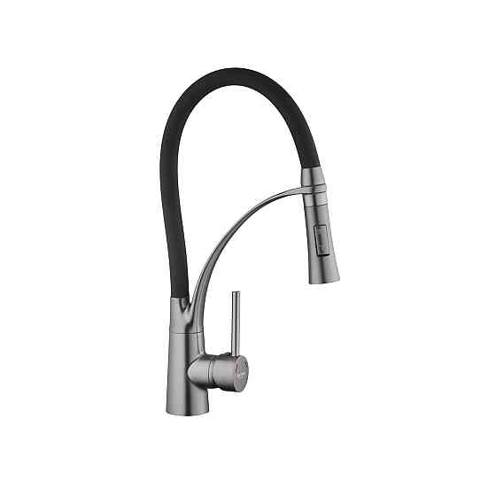 Смеситель для кухни с гибким изливом Kroner KRP Ersel - GRP03393BLK черный/графит Киев