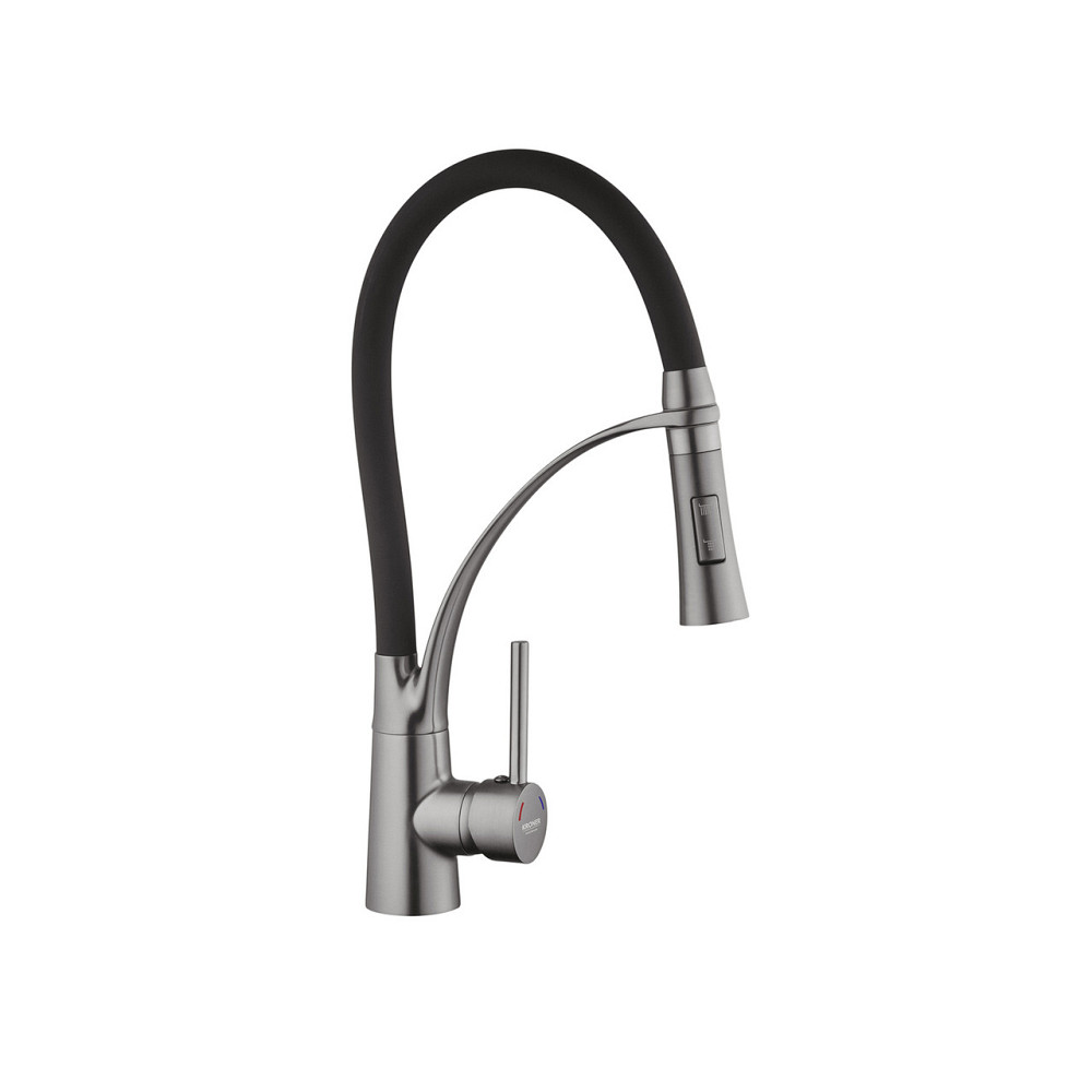 Смеситель для кухни с гибким изливом Kroner KRP Ersel - GRP03393BLK черный/графит Киев - изображение 1