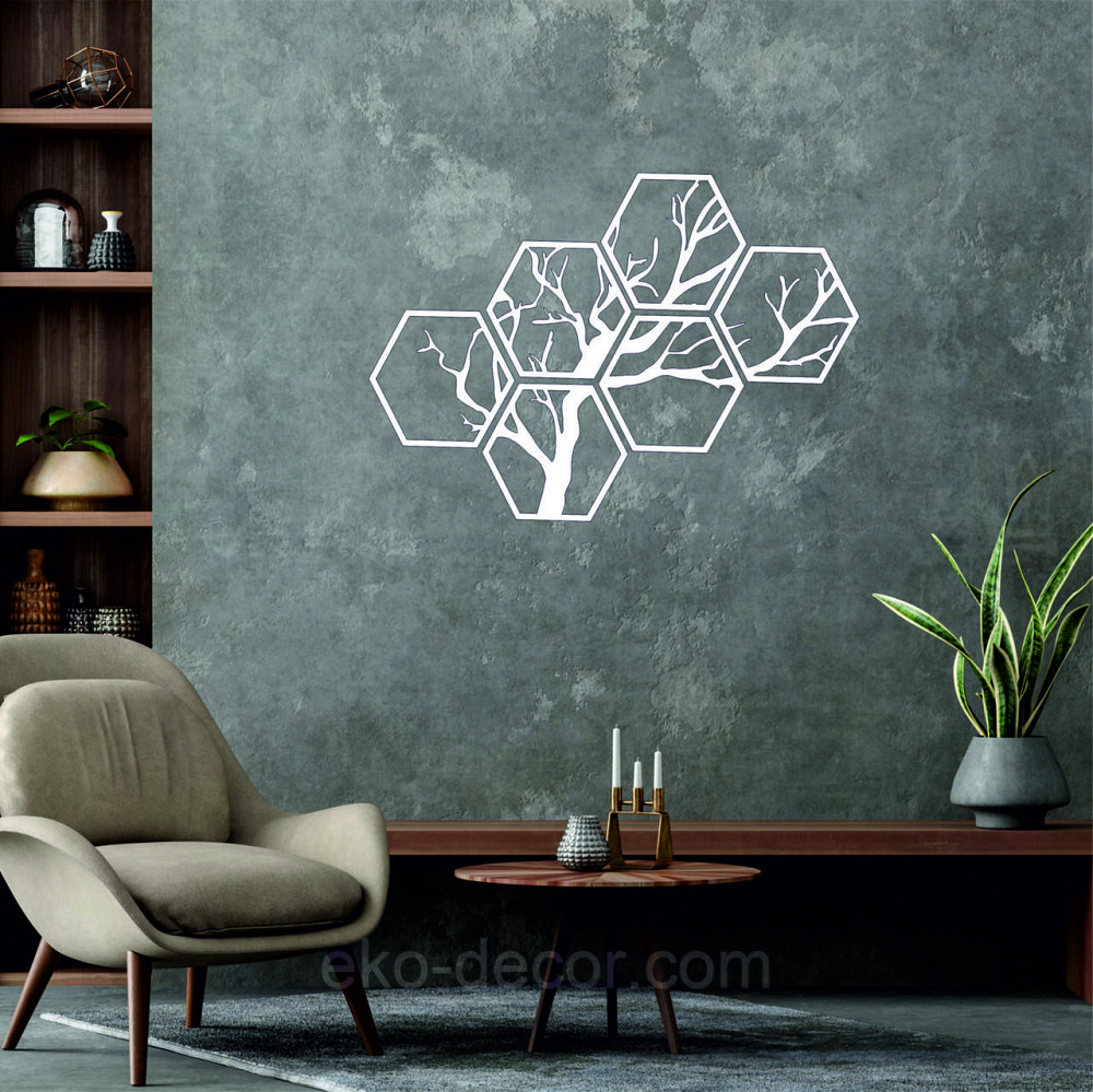 Декоративное настенное Панно «Дерево», Декор на стену 70*50 см, Белый, Ручная работа Киев - изображение 9