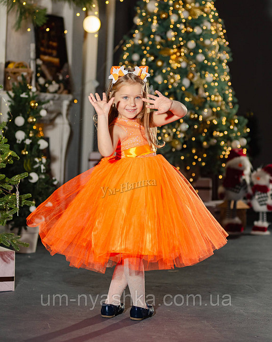 Оранжевое нарядное платье на девочку Королева Осени Лисичка Белочка Листик Апельсинка Кривой Рог - изображение 5