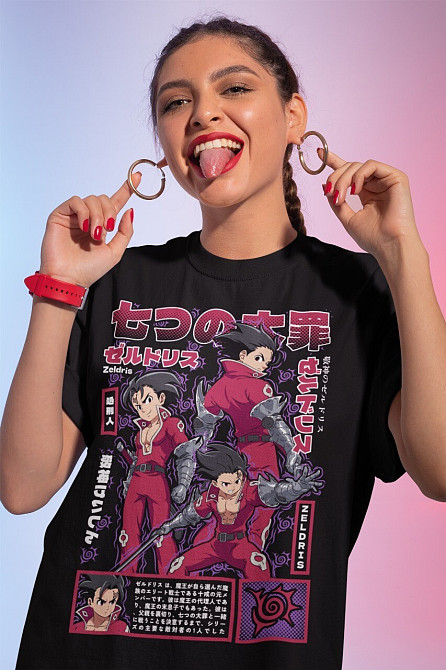 Футболка чоловіча з аніме принтом Зелдріс Мовіе Севен Деадлй оверсайз (S/M/L) Чорний AnimeJ0287 Дніпро - фото 2