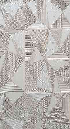 Шпалери вінілові на флізеліні AdaWall Omega1.06х10 геометрія 3д бежеві срібло 23204-2 Київ