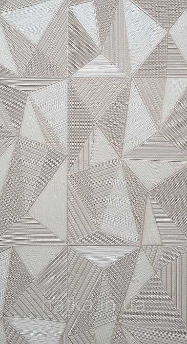 Шпалери вінілові на флізеліні AdaWall Omega1.06х10 геометрія 3д бежеві срібло 23204-2 Київ - фото 2