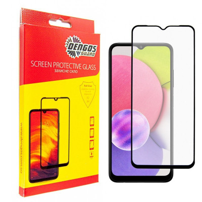Скло захисне Dengos Full Glue Samsung A03 Core (black) (TGFG-200) Вінниця - фото 1