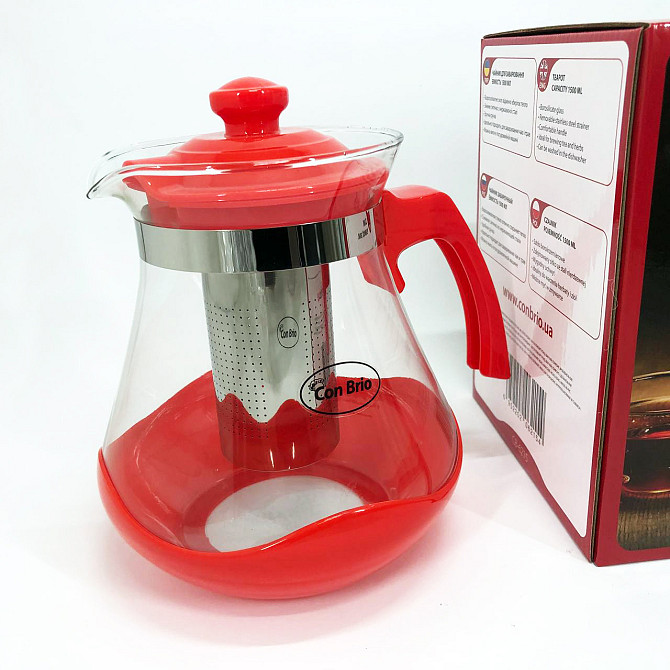 Скляний заварювальний чайник для чаю чайники Con Brio Green CB-6215 1,5 л, CQ-829 Заварювальний чайник Київ - фото 8