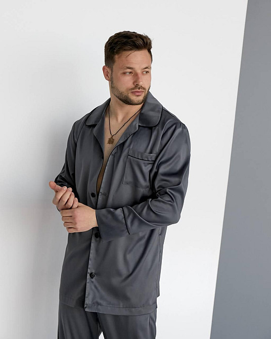 Мужская пижама шелк Графитовый M Харьков - изображение 2