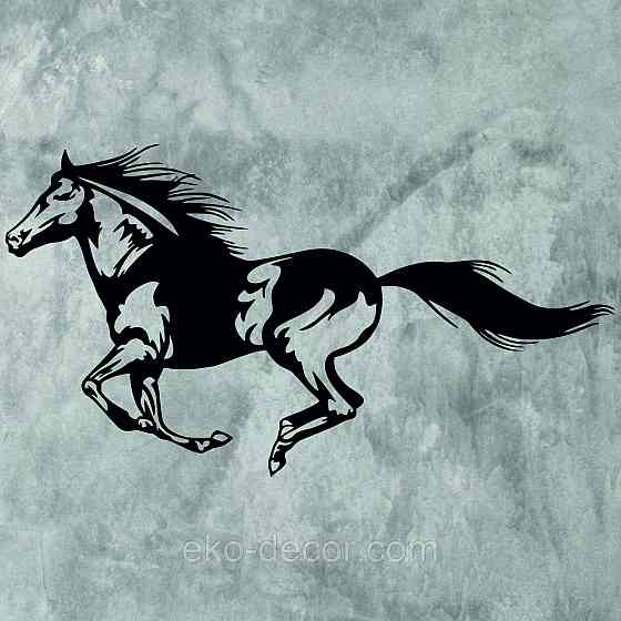 Декоративное настенное Панно «Лошадь», Декор на стену 110*59 см, Черный Киев