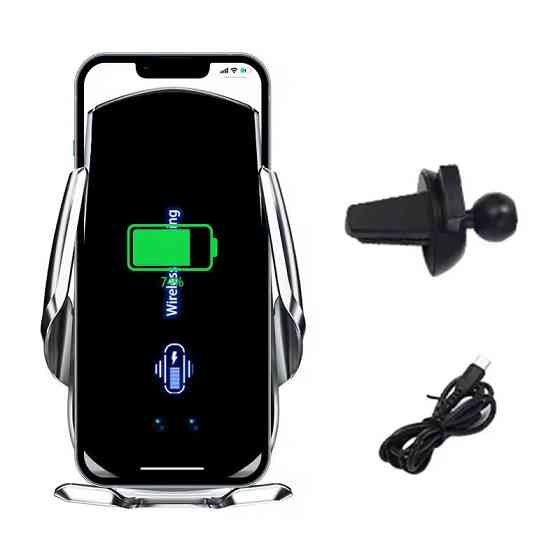 Автотримач з вбудованим акумулятором і бездротовою зарядкою для телефона JA12 15W, Type-C, сріблястий Кам'янець-Подільський