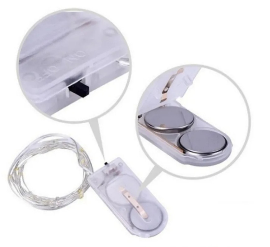 Новогодняя светодиодная гирлянда нить Роса 50 LED 5 метров холодный белый на батарейках 2*CR2032 Киев - изображение 3