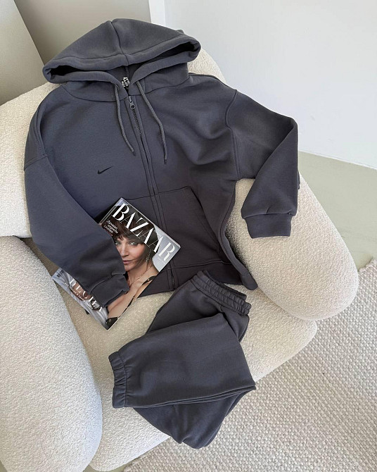 Жіночий повсякденний теплий костюм із тринитки на флісі Графіт, 48/50 Одеса - фото 1