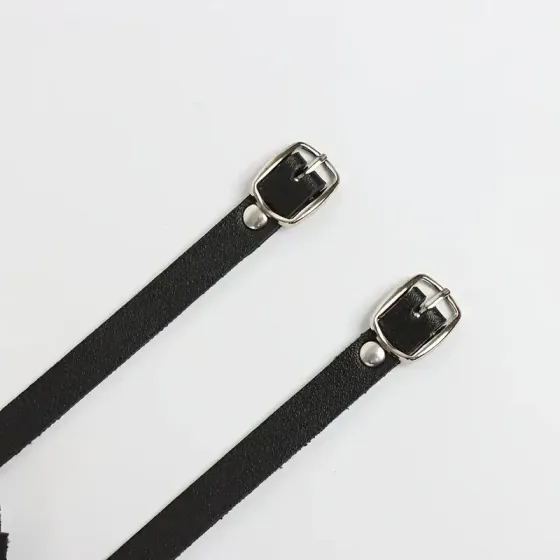 Браслеты на лодыжку с бантиками – черные парные аксессуары PU кожа Киев