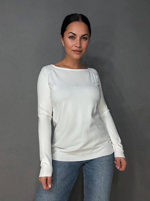 Джемпер жіночий ACCORDDREAM 9377 тонкий светр однотонний базовий, білий, one size Київ - фото 15