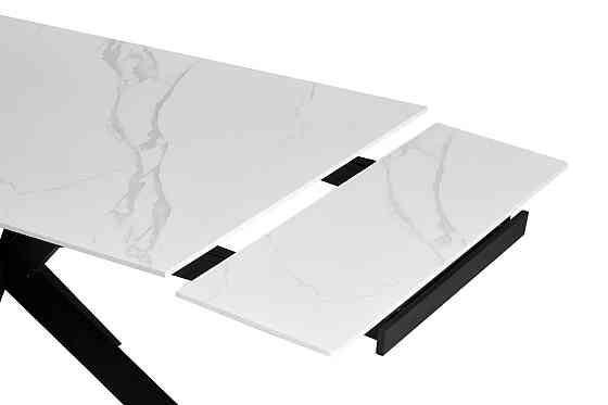 Стіл Квант 160 (+60)*90, чорний/кераміка білий Киев