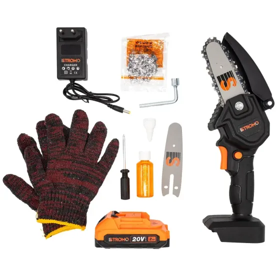 Аккумуляторная мини пила Stromo AAS20 (20В, 2А·час) с шиной 10 см – веткорез для сада Львов