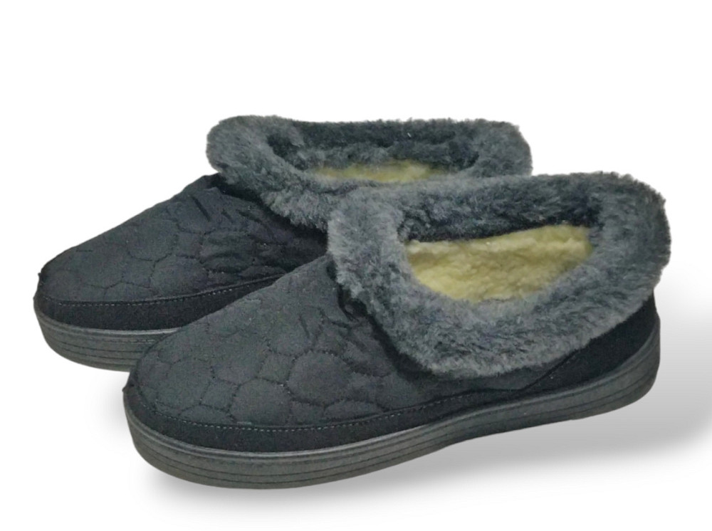 Тапочки женские с задником, на овчине бабуши теплые женские черные Одесса - изображение 6