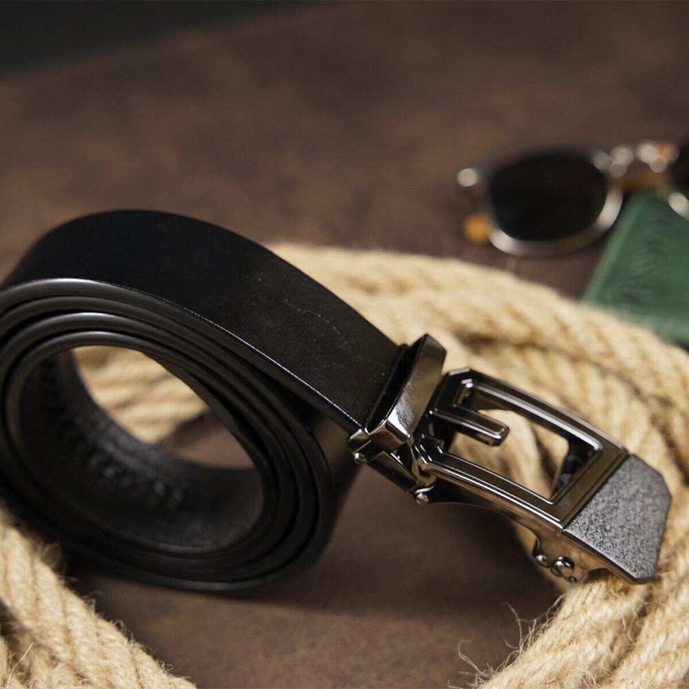 Ремінь чоловічий з пряжкою автомат Vintage 20322 Чорний Київ - фото 1