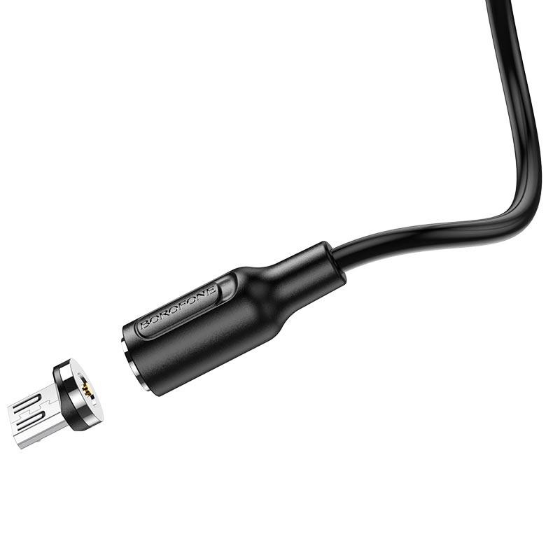 Кабель BOROFONE BX41 USB - Micro 2.4A, 1m, PVC, PVC разъемы, magnetic, цвет черный BX41MB Одесса - изображение 4
