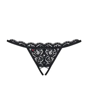 Мереживні танги з двома отворами Obsessive 831-THC-1 crotchless thongL/XL, чорні, бантики Львів