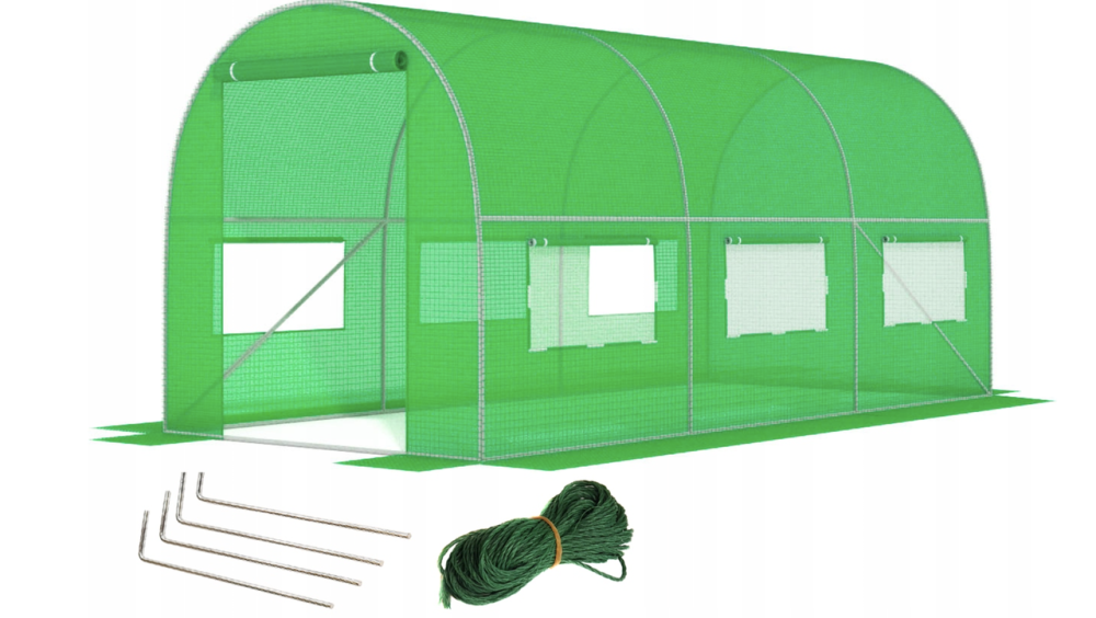 Садова теплиця 9 м² (4,5 × 2 × 2 м) з вікнами, армована плівка UV-4, Зелена (Польща) Київ - фото 13