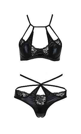 Комплект белья с декоративными эллементами NAVEL SET black S/M - Passion Sex Aura Киев