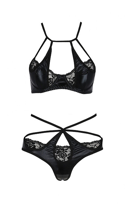 Комплект белья с декоративными эллементами NAVEL SET black S/M - Passion Sex Aura Киев - изображение 3