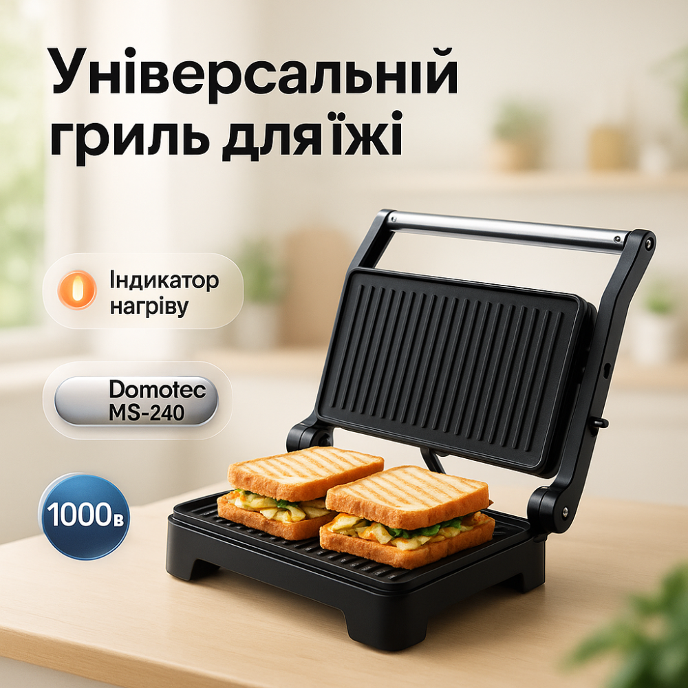 Гриль электрический для дачи Domotec MS-240 1000Вт, Бытовые электрические грили и барбекю FJ-85 Львов - изображение 6