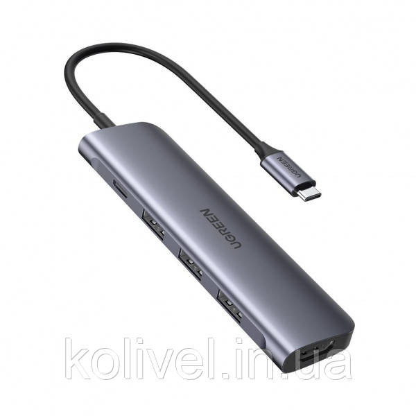Док-станція USB3.0 Type-C --> USB 3.0x3/HDMI/PD Ugreen CM136 Сіра (50209) Київ - фото 1