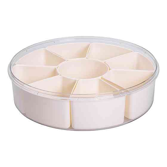 Контейнер для їжі з 9 відсіками пластиковий Ø29 см харчовий контейнер для зберігання їжі 3.5 л Бежевий HP-27-14 Коломия