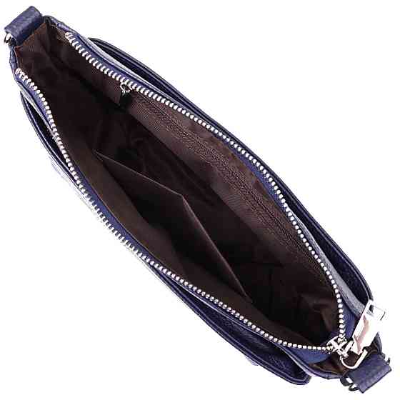 Елегантна сумка жіноча з натуральної шкіри з двома ремінцями Vintage 22928 Синій Київ