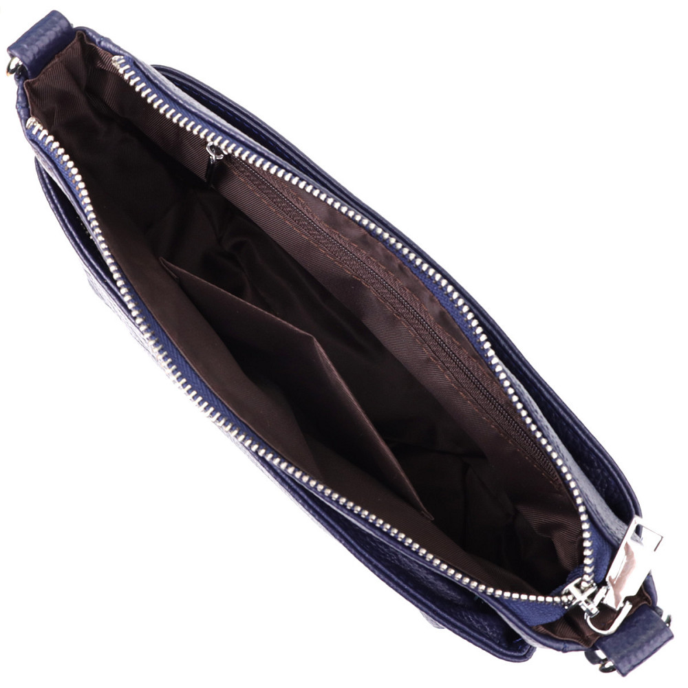 Елегантна сумка жіноча з натуральної шкіри з двома ремінцями Vintage 22928 Синій Київ - фото 6