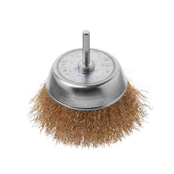 Щітка чашкова, 100 мм, 1/4", кручений дріт покритий латунню, для дриля, 4500 об/хв INTERTOOL BT-9101 Київ