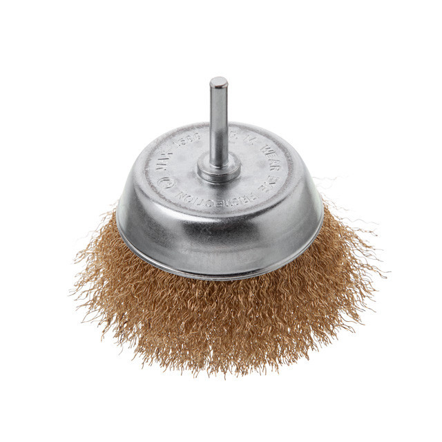 Щітка чашкова, 100 мм, 1/4", кручений дріт покритий латунню, для дриля, 4500 об/хв INTERTOOL BT-9101 Київ - фото 1
