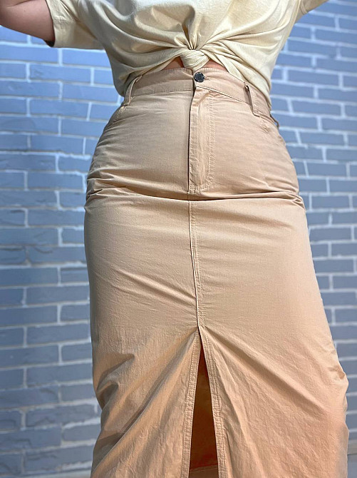 Юбка женская Mix Ray 4261 коттоновая французская длина с разрезом впереди капучино, капучино, M Киев - изображение 5