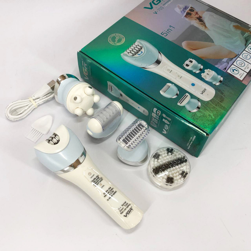 Бездротова акумуляторна жіноча бритва VGR V-703, Епілятор домашній акумуляторний з насадками PX-96 Львів - фото 7