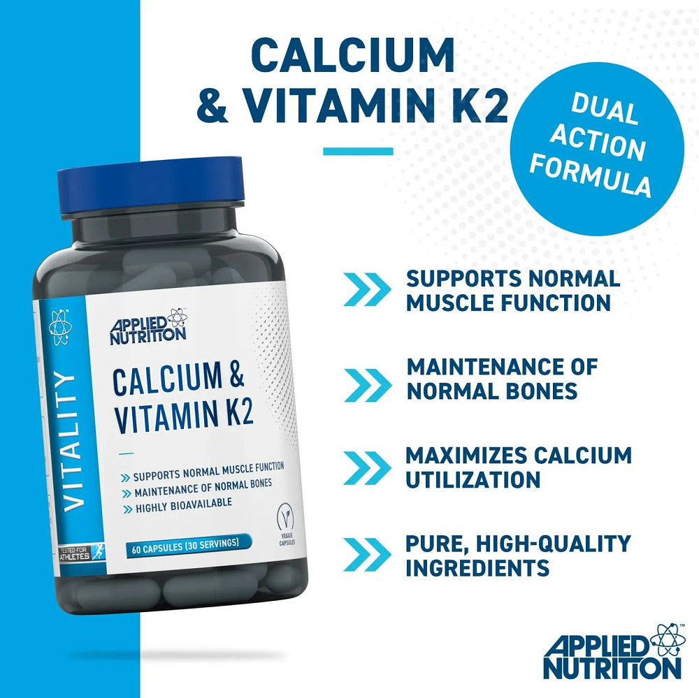 Кальций и витамин K2 Applied Nutrition Calcium & Vitamin K2 60 капсул Луцк - изображение 2