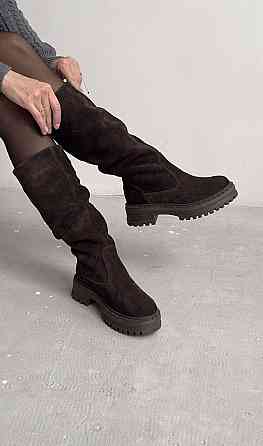 Molly Чоботи жіночі MOLLY коричневые замша натуральная высота 35см обхват голени 36-37см (5747) Коломия