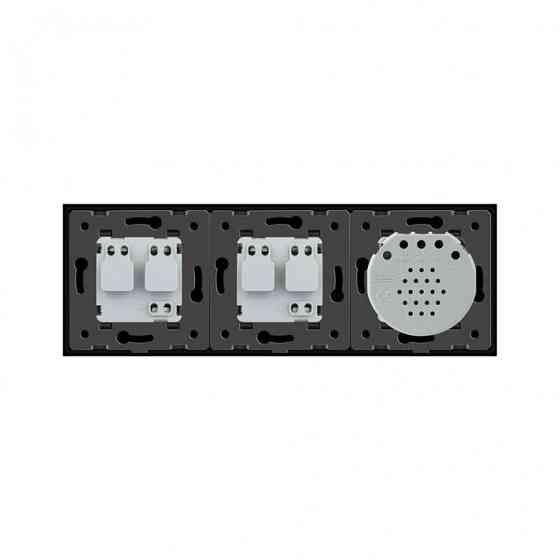 Розумний сенсорний ZigBee вимикач 1 сенсор 2 розетки Livolo чорний скло (VL-C701Z/C7C2EU-12) Коломыя