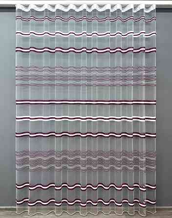 Тюль VR-Textil 1775т Фатин полосы Сливовый с белым 300х270 см (42-0767) Киев