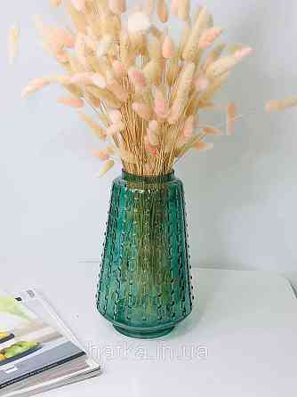 Ваза скляна 16,5*16,5*27,5 см "Марта" зелене товсте скло Київ
