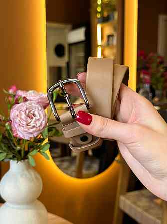 Кожаный женский ремень в бежевом цвете 3588 Киев