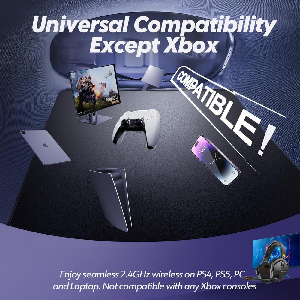 Бездротова ігрова гарнітура Bluetooth Nubwo з мікрофоном, 2.4 ГГц, навушники накладні повнорозмірні геймерські для ПК ноутбука Київ - фото 8