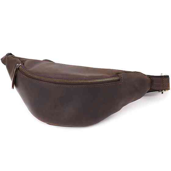 Добротная сумка бананка для мужчин из винтажной натуральной кожи Shvigel 23139 Коричневый Киев